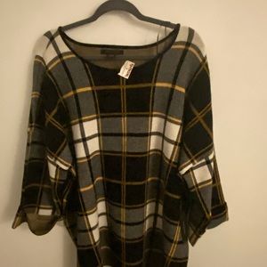 Tahari “My Perfect Shape” Tunic. NWT plaid, blue/gold 3x